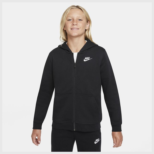 Nike Huppari NSW Club FT FZ - Musta/Valkoinen Lapset