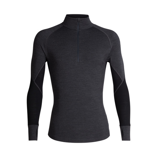 Icebreaker Mens 260 Zone Ls Half Zip - Jet Hthr/black - Miehet - XL