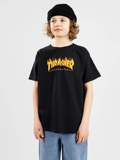 Thrasher Flame Kids T-Shirt musta
