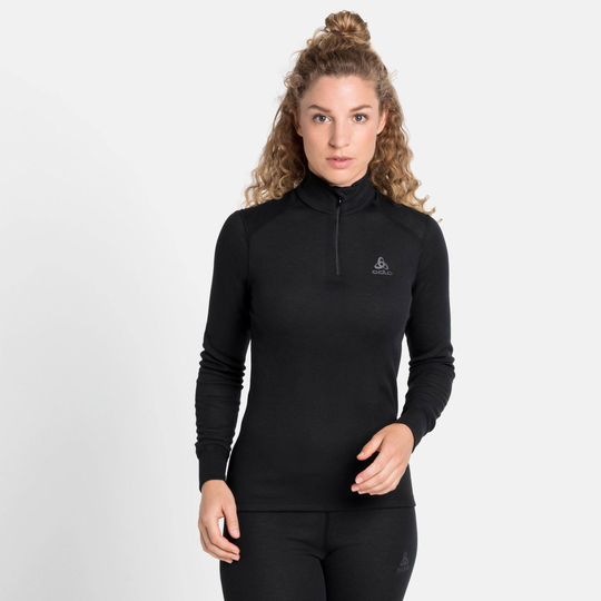 Women's ACTIVE WARM ECO Half-Zip Turtleneck Base Layer Top Musta XS