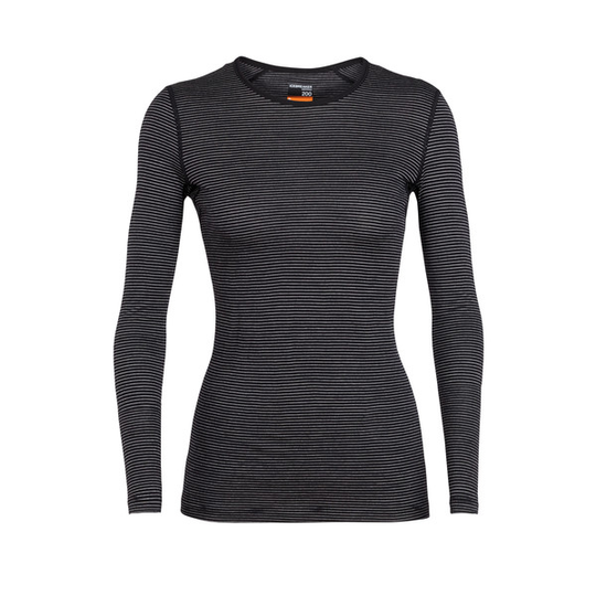 Icebreaker W 200 Oasis Ls Crewe - Black/snow/stripe - Naiset - XL